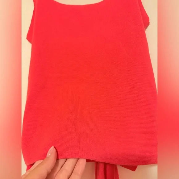 Anthropologie Harlow Neon Orange Coral Sweater Knit Tank - Picture 5 of 15